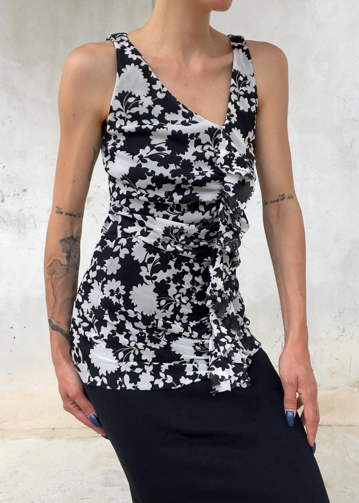 Top Marella in Tulle Mesh Floreale
