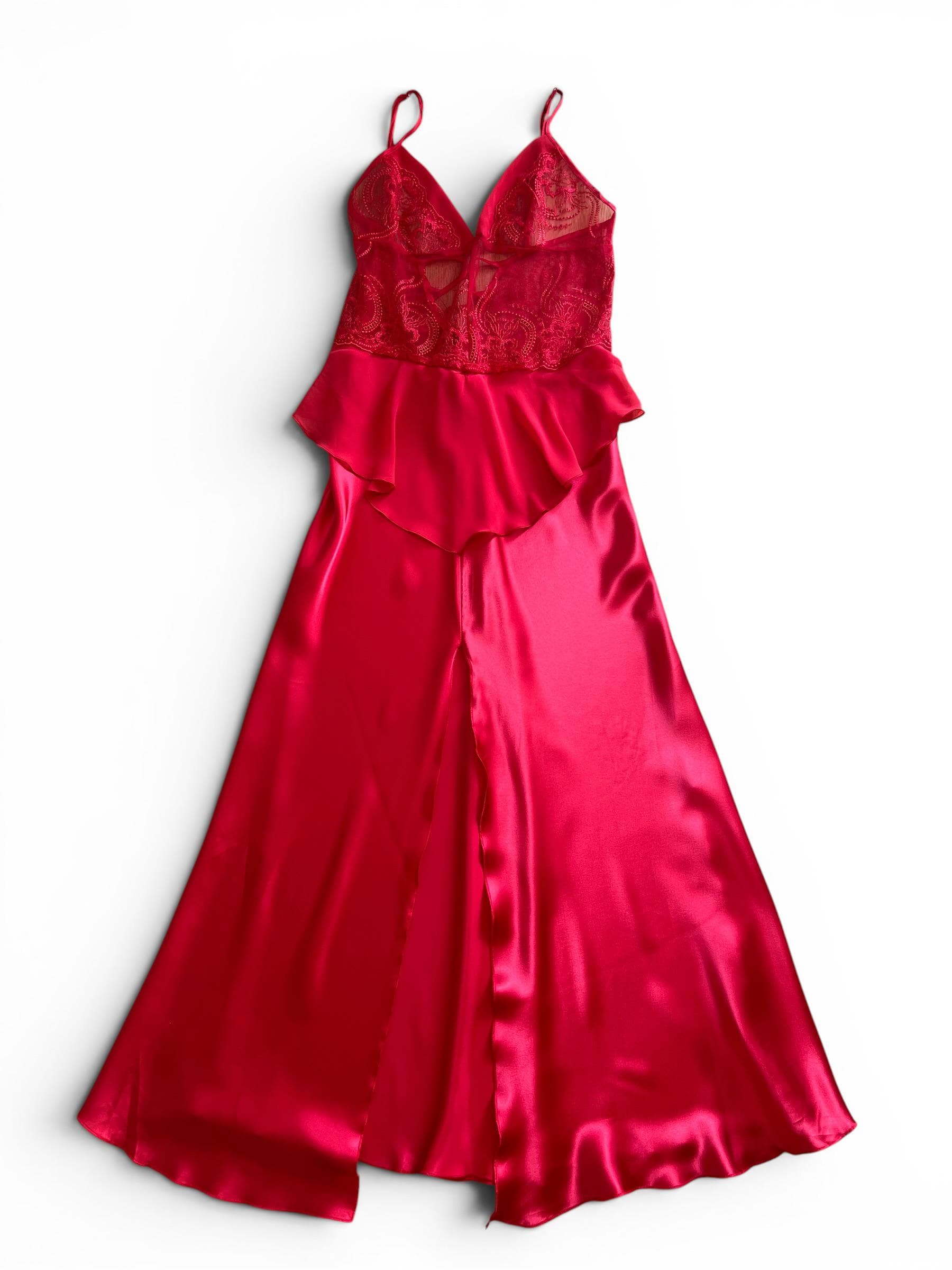 Abito Slip Dress Vintage Rosso Ciliegia in Satin