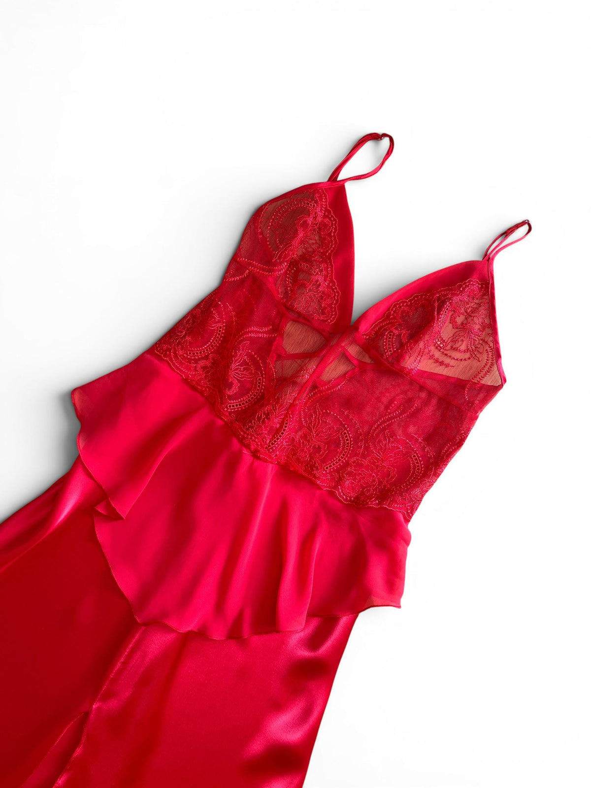 Abito Slip Dress Vintage Rosso Ciliegia in Satin