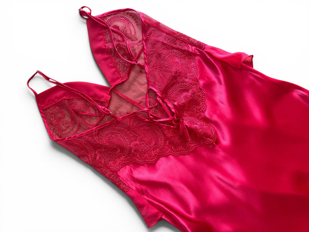 Abito Slip Dress Vintage Rosso Ciliegia in Satin