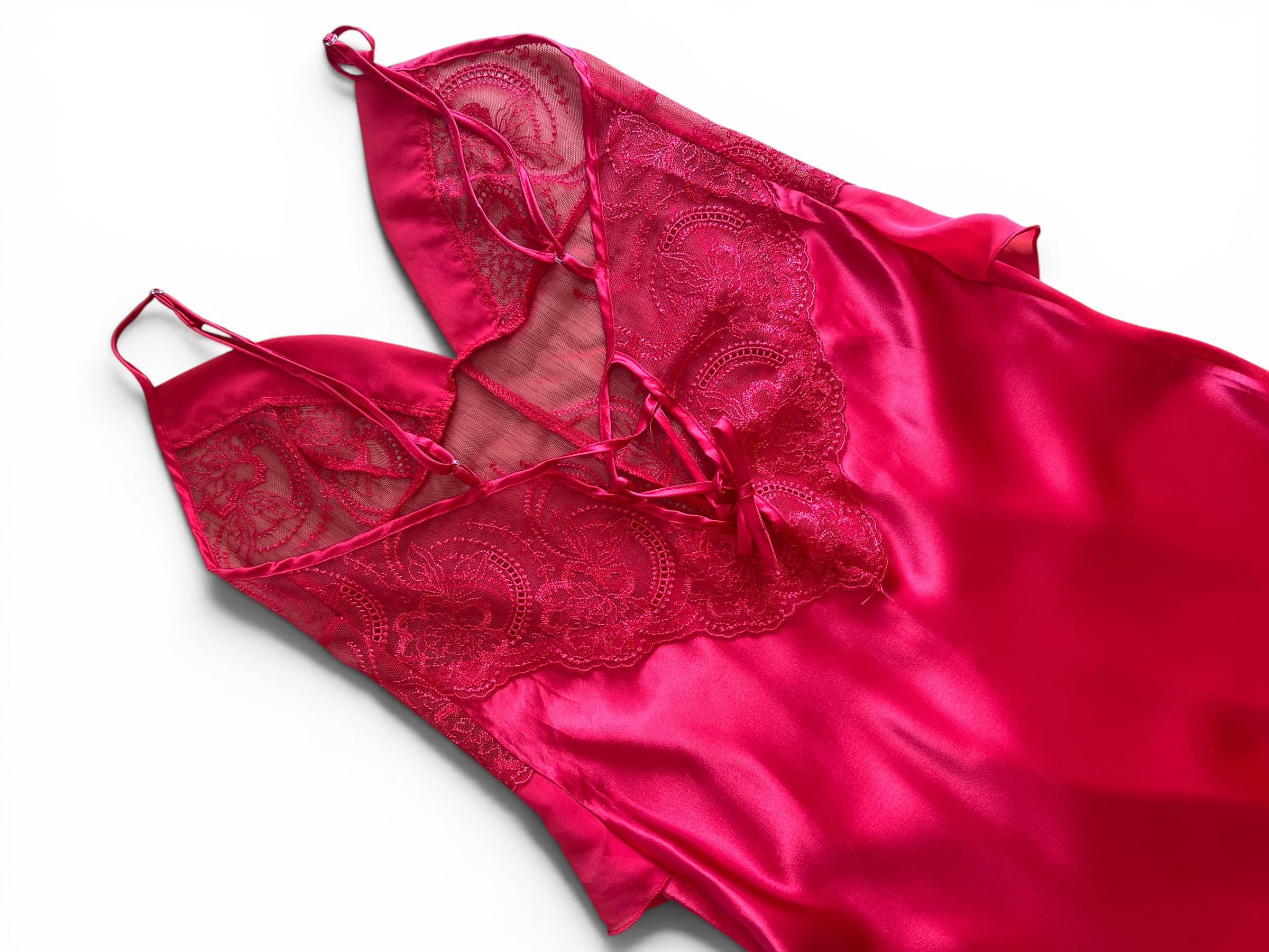 Abito Slip Dress Vintage Rosso Ciliegia in Satin