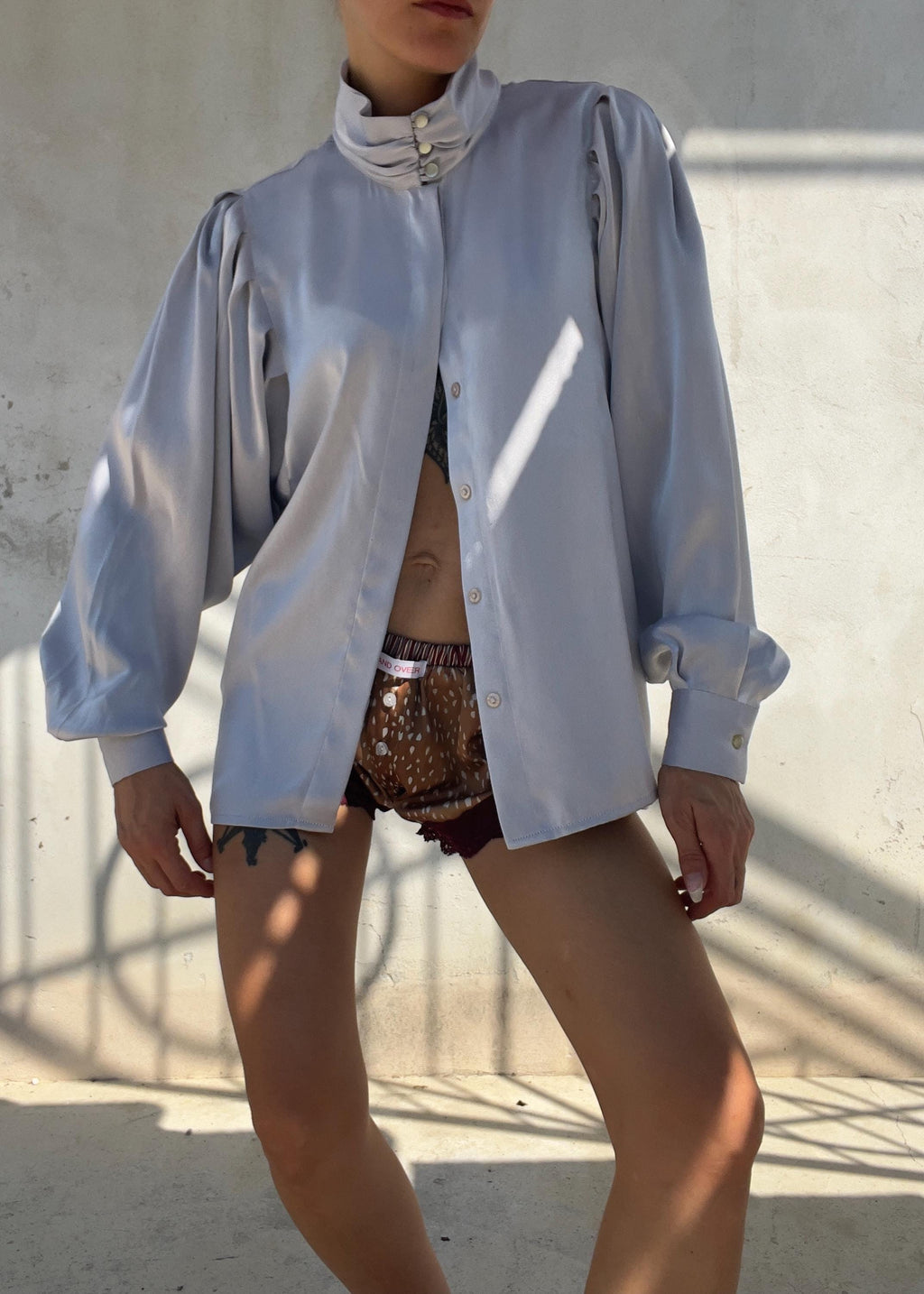 Camicia Vintage in Raspo Argento Perla