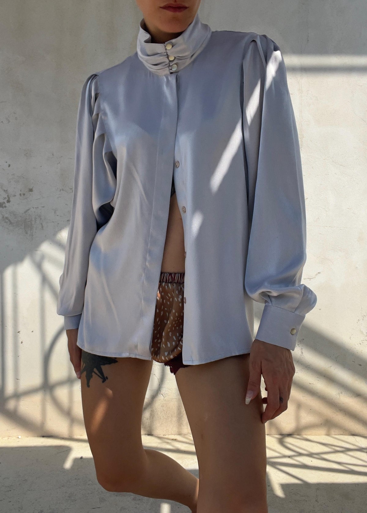 Camicia Vintage in Raspo Argento Perla