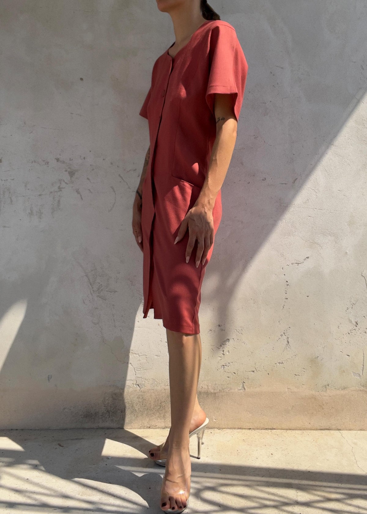 Abito Vintage Anni 90 Rosa Corallo