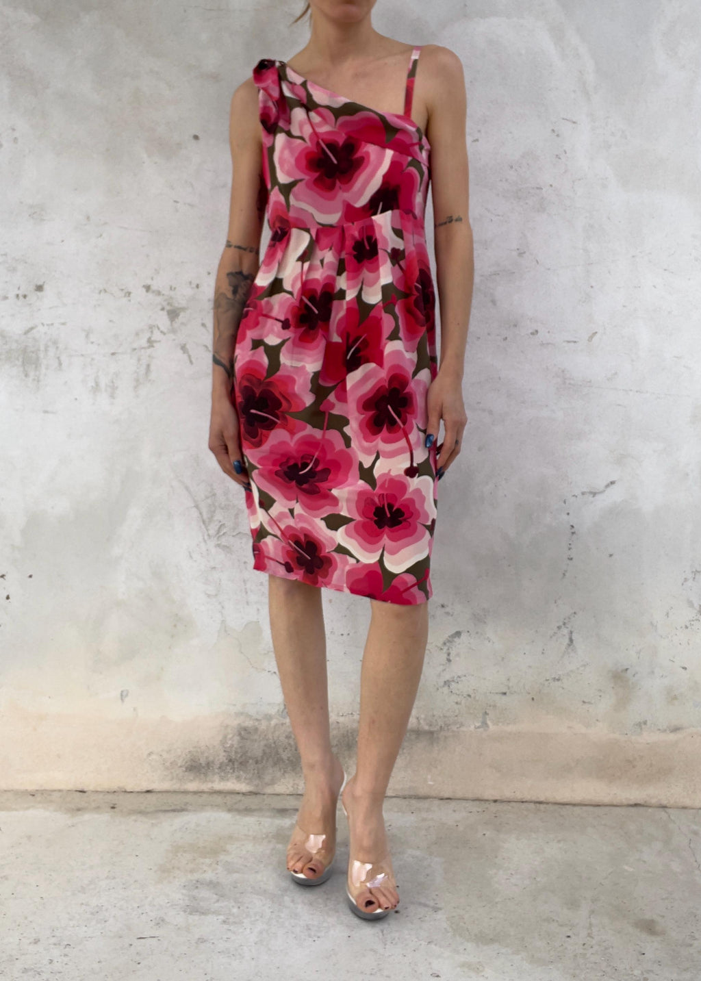 Abito Love Moschino in Seta Rosa