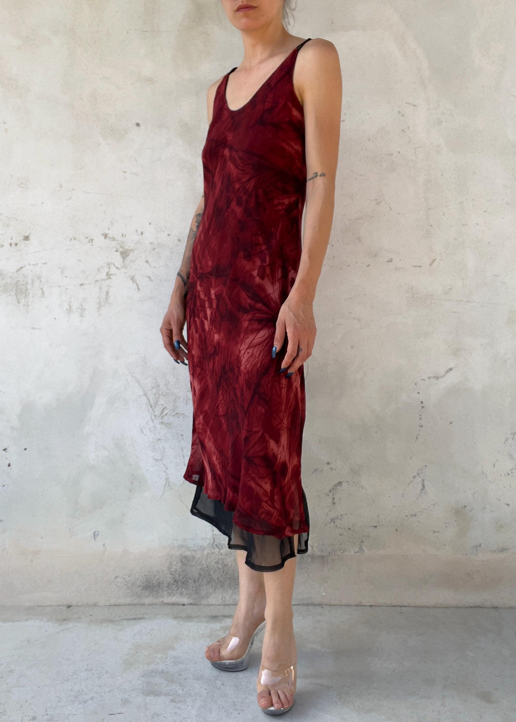 Abito Vintage Y2K Bordeaux Double Layer