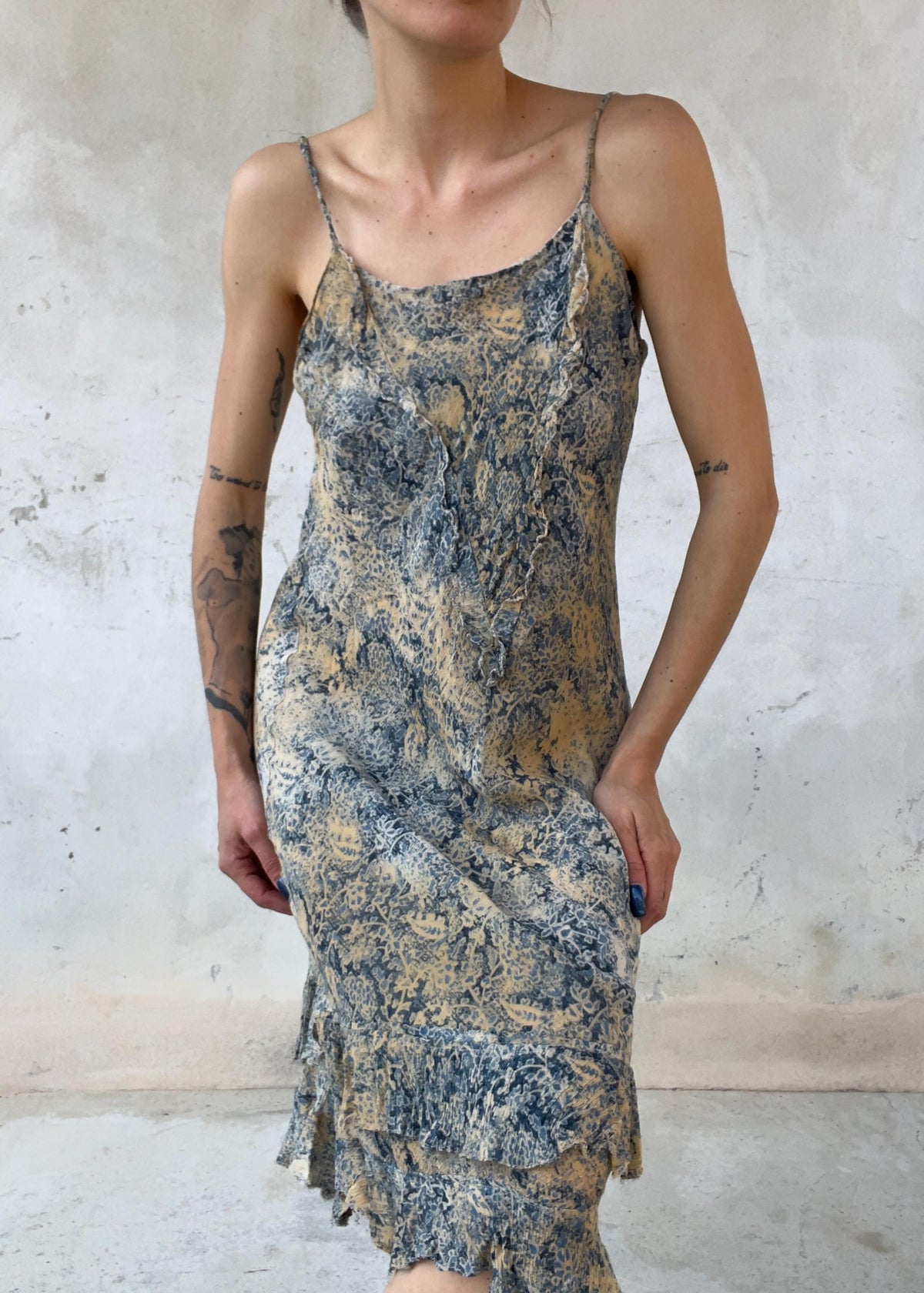 Abito Slip Vintage Anni 90 Boho Floreale