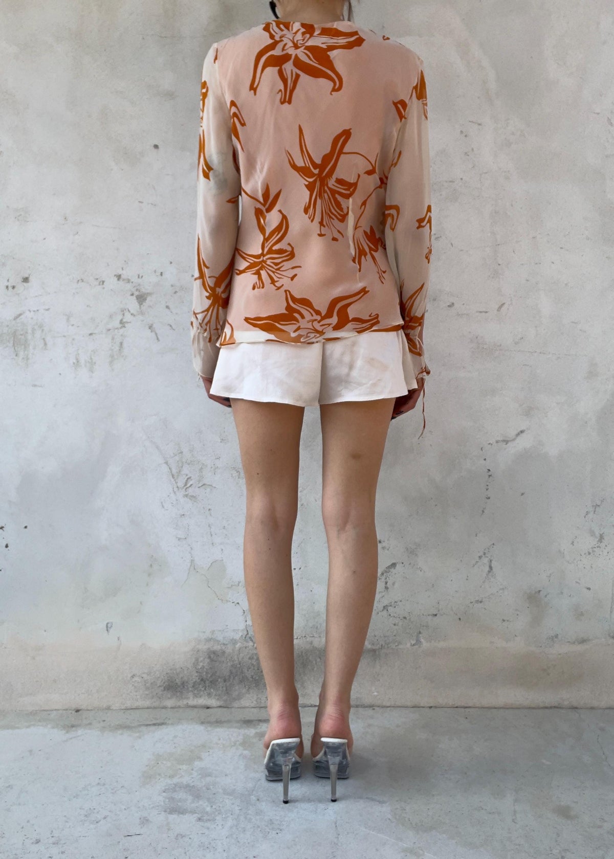 Blusa Vintage Y2K in 100% Seta con Paillettes