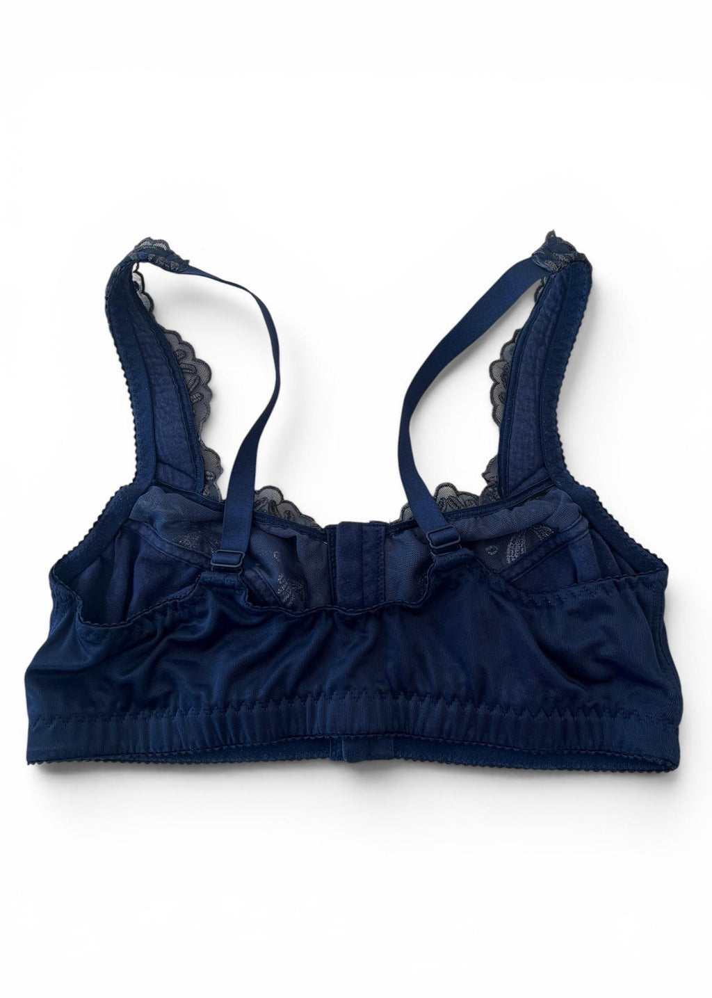 Bra Top Vintage Y2K Blu Navy in Pizzo Ricamato