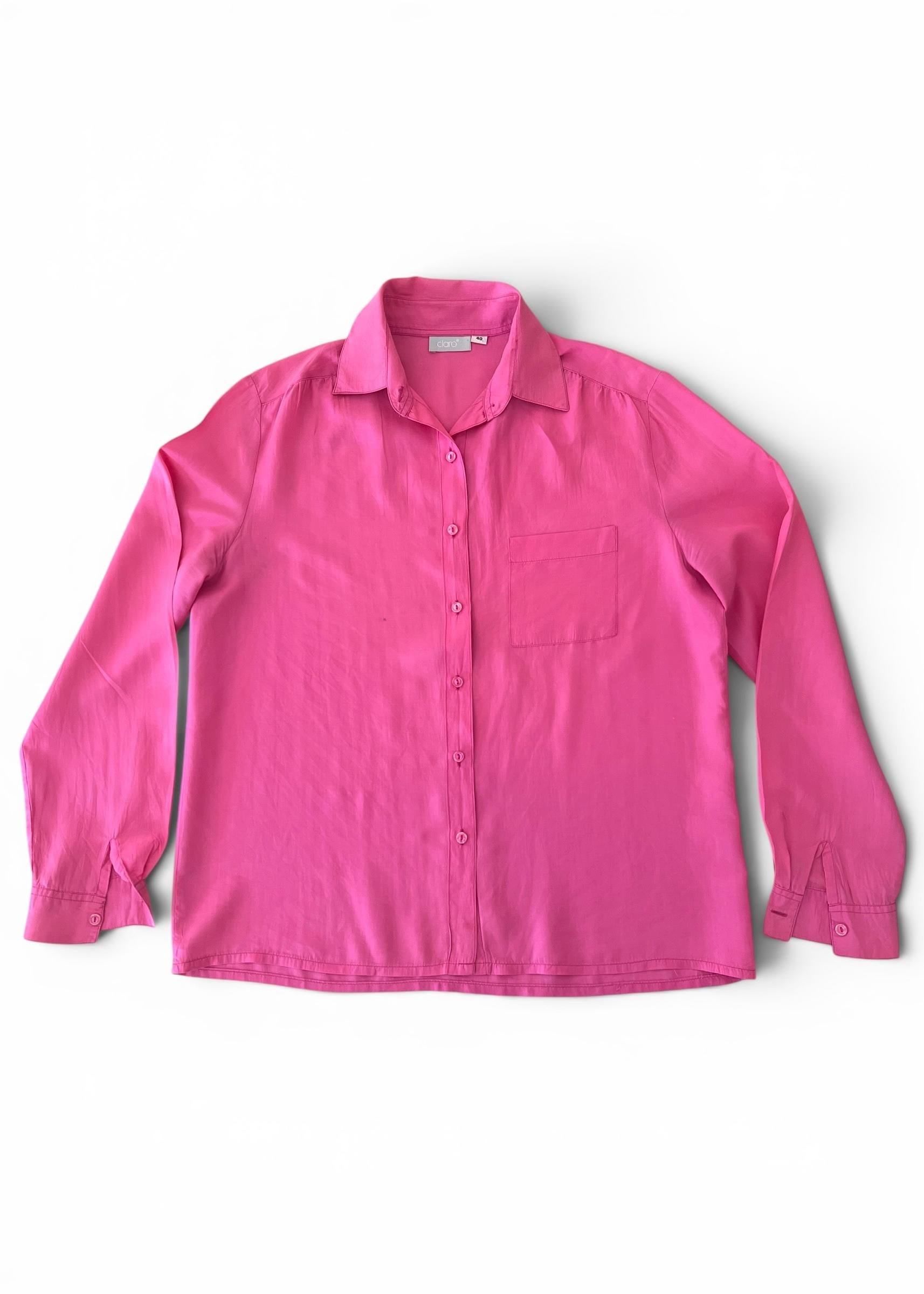 Camicia Vintage Rosa Fucsia in Pura Seta
