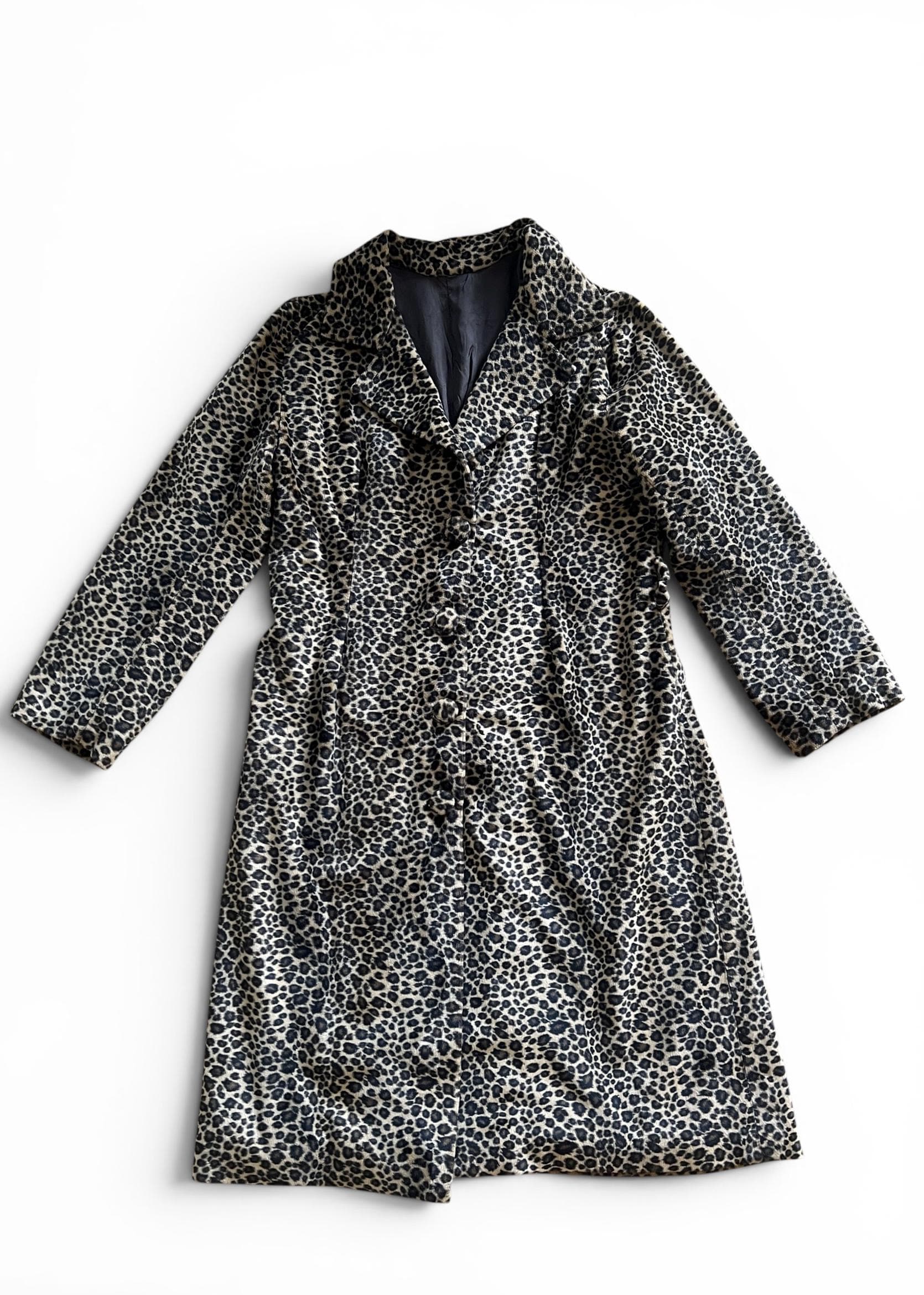 Cappotto Vintage Leopardato in Tessuto Peloso