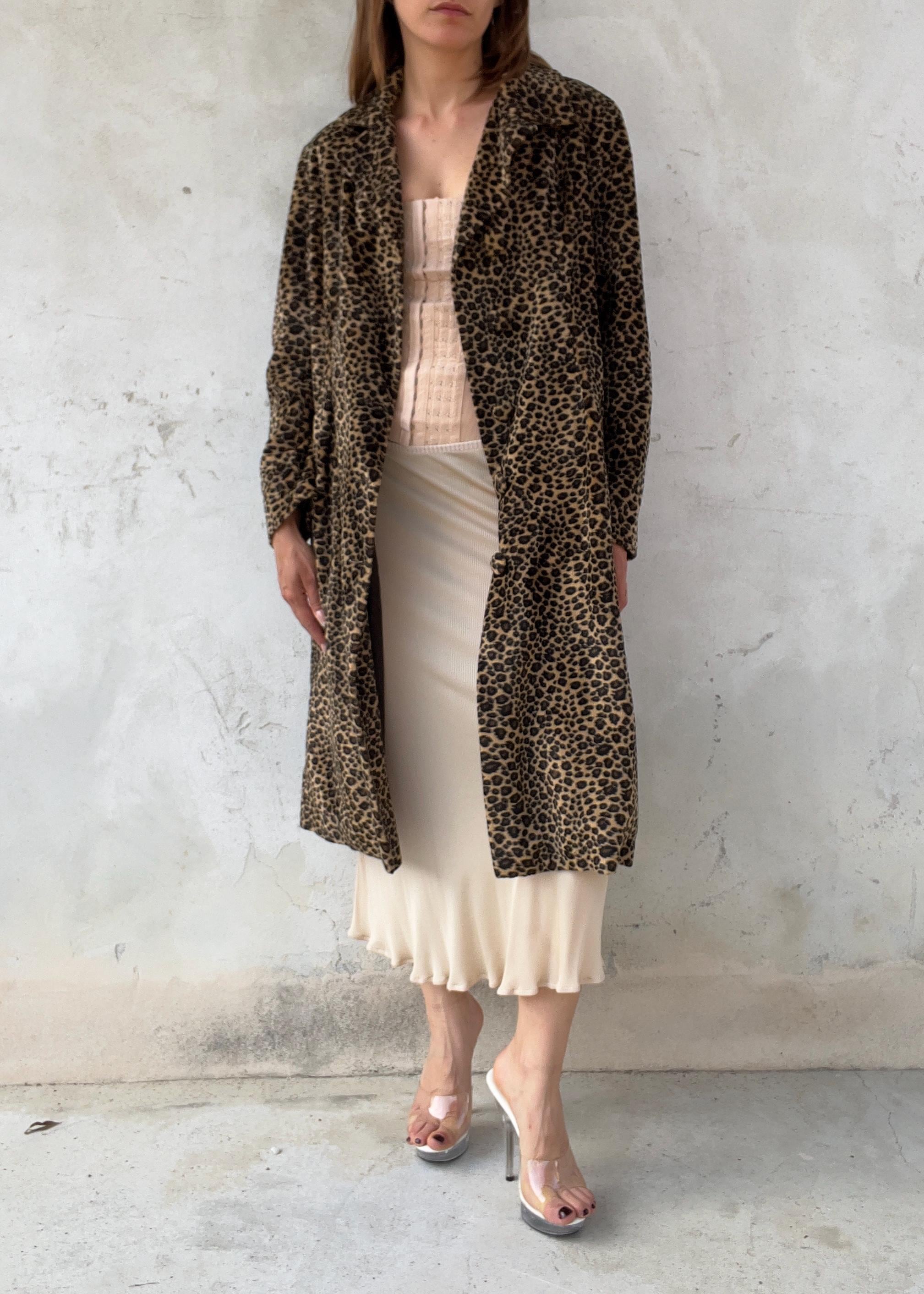 Cappotto Vintage Leopardato in Tessuto Peloso