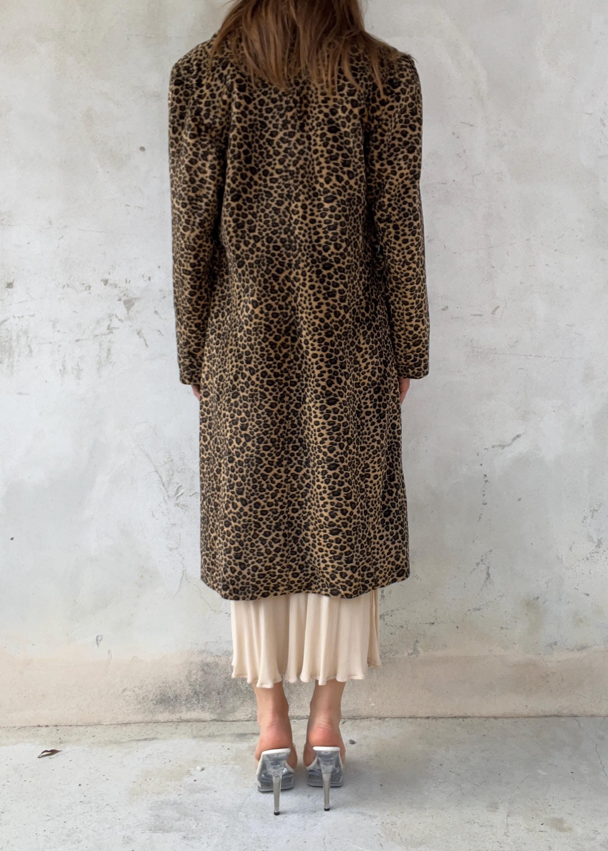 Cappotto Vintage Leopardato in Tessuto Peloso