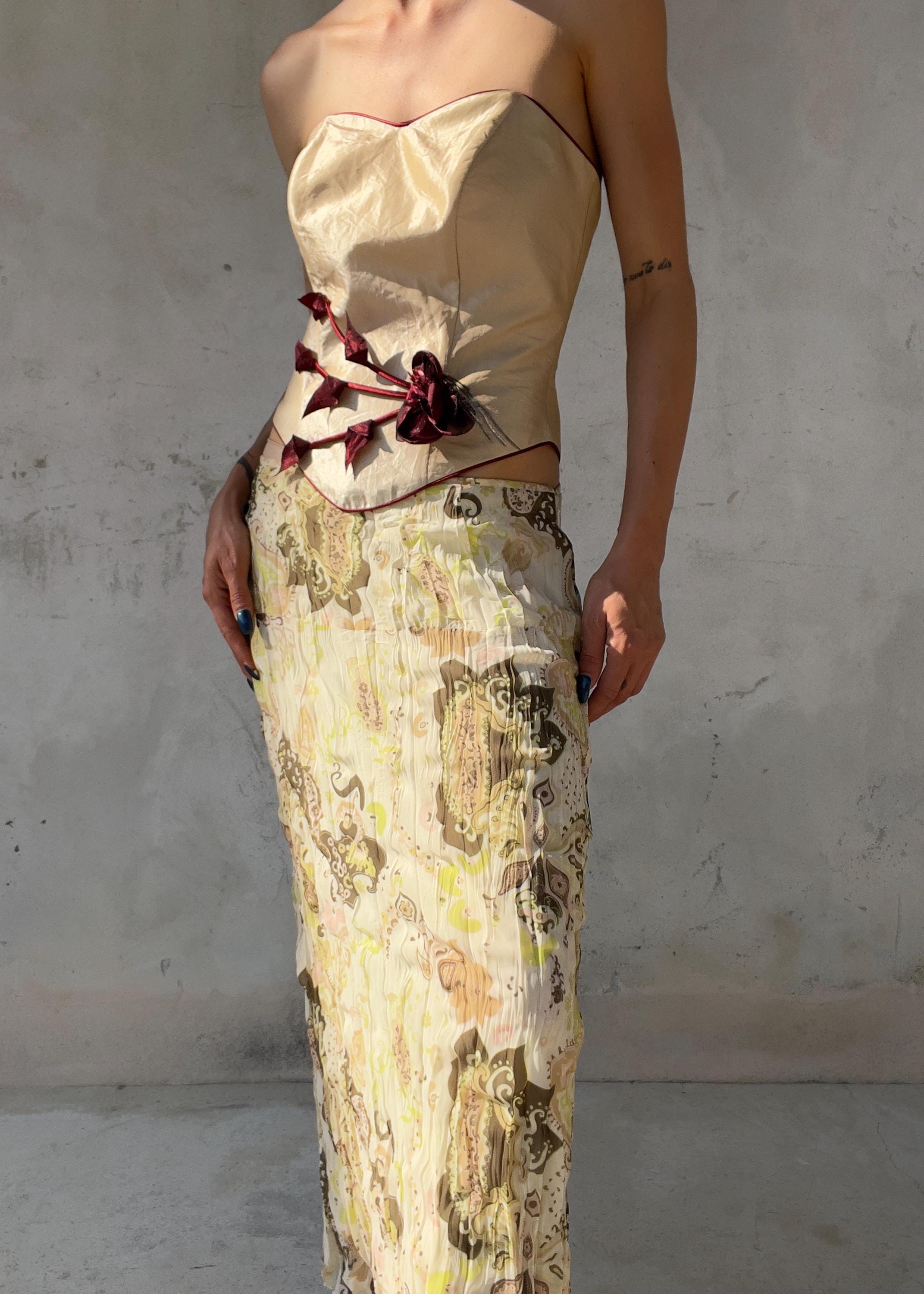 Corsetto Vintage Y2K Avorio e Bordeaux