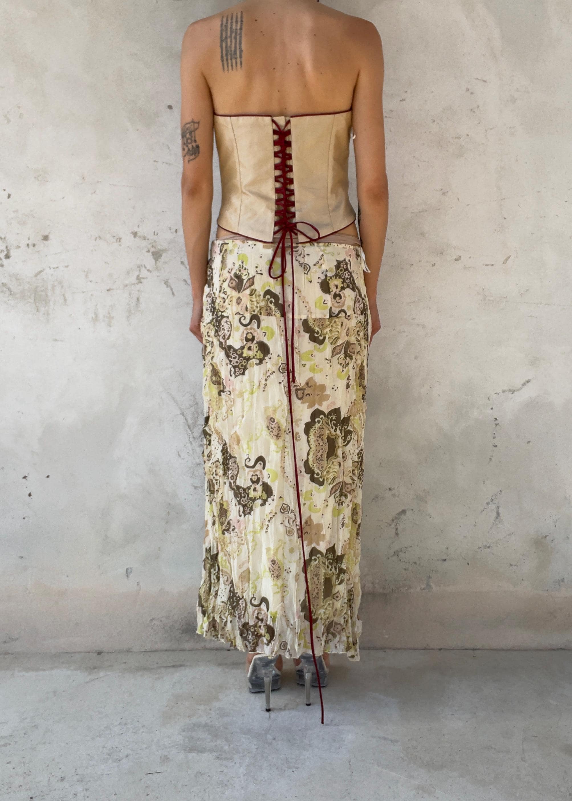 Corsetto Vintage Y2K Avorio e Bordeaux