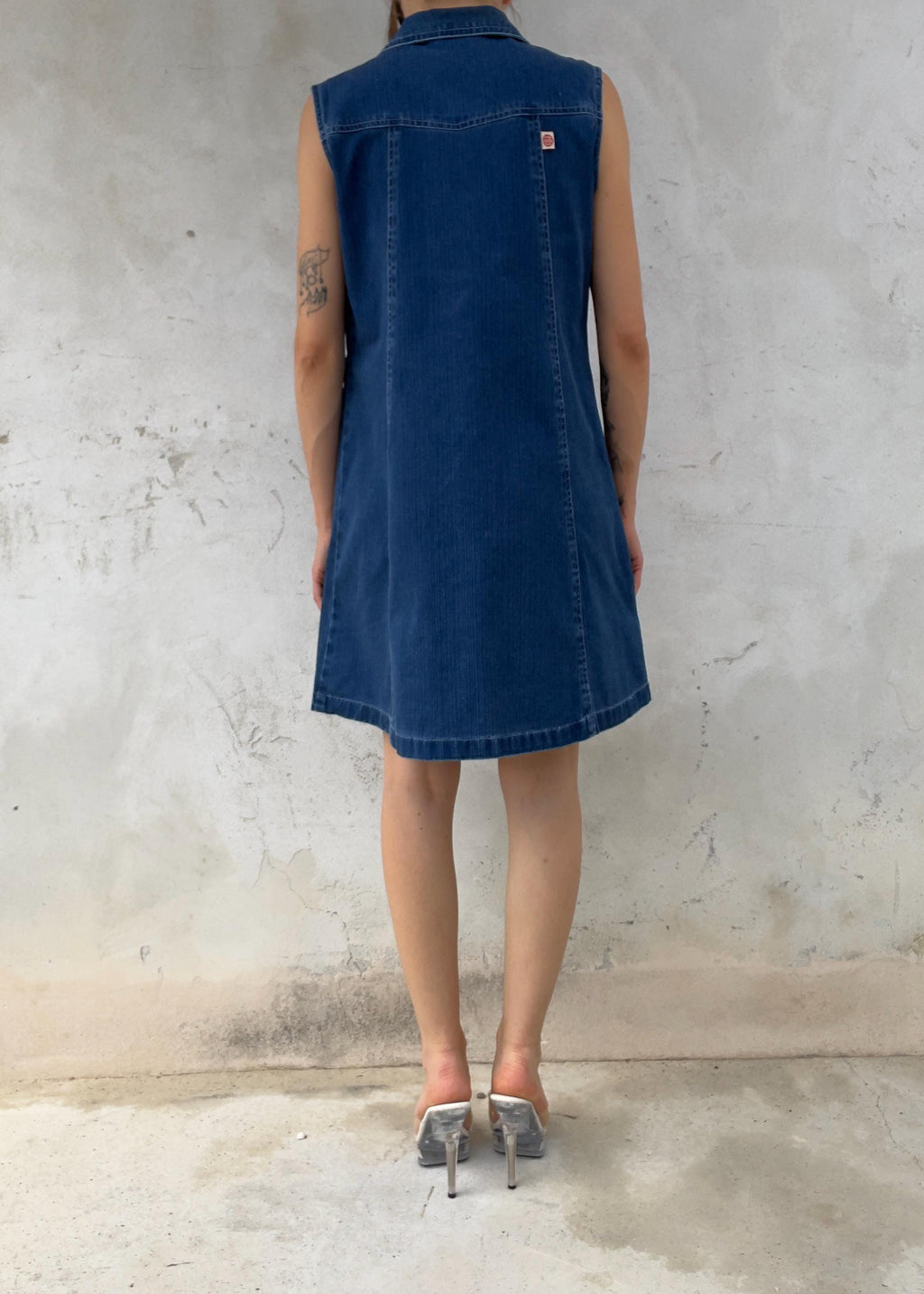 Mini Abito Vintage Y2K in Denim Blu