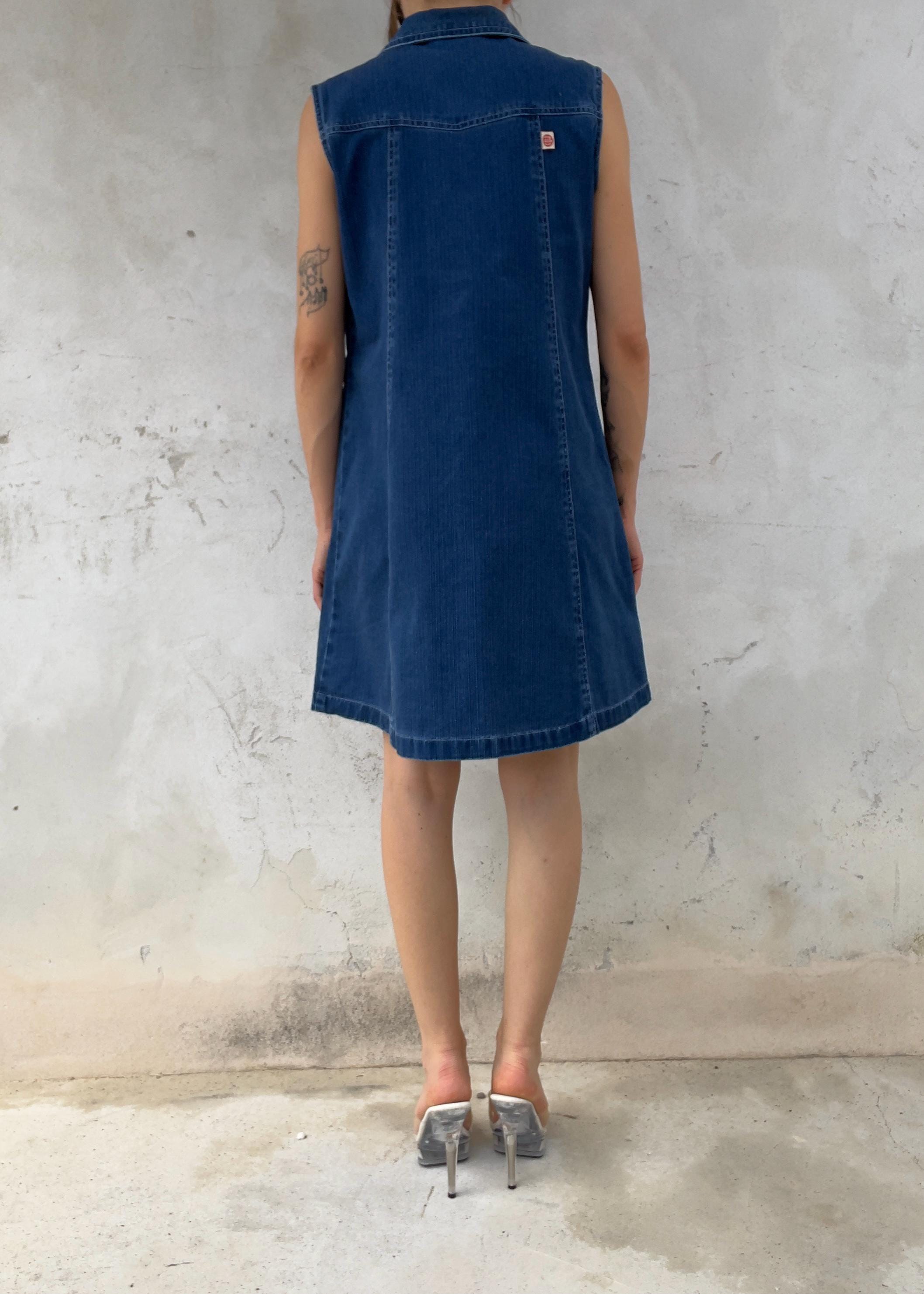 Mini Abito Vintage Y2K in Denim Blu