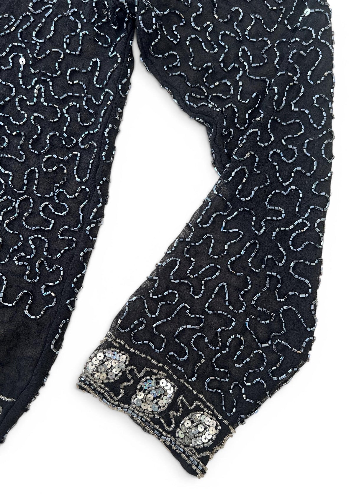 Giacca Vintage in Seta Ricamata con Perline e Paillettes
