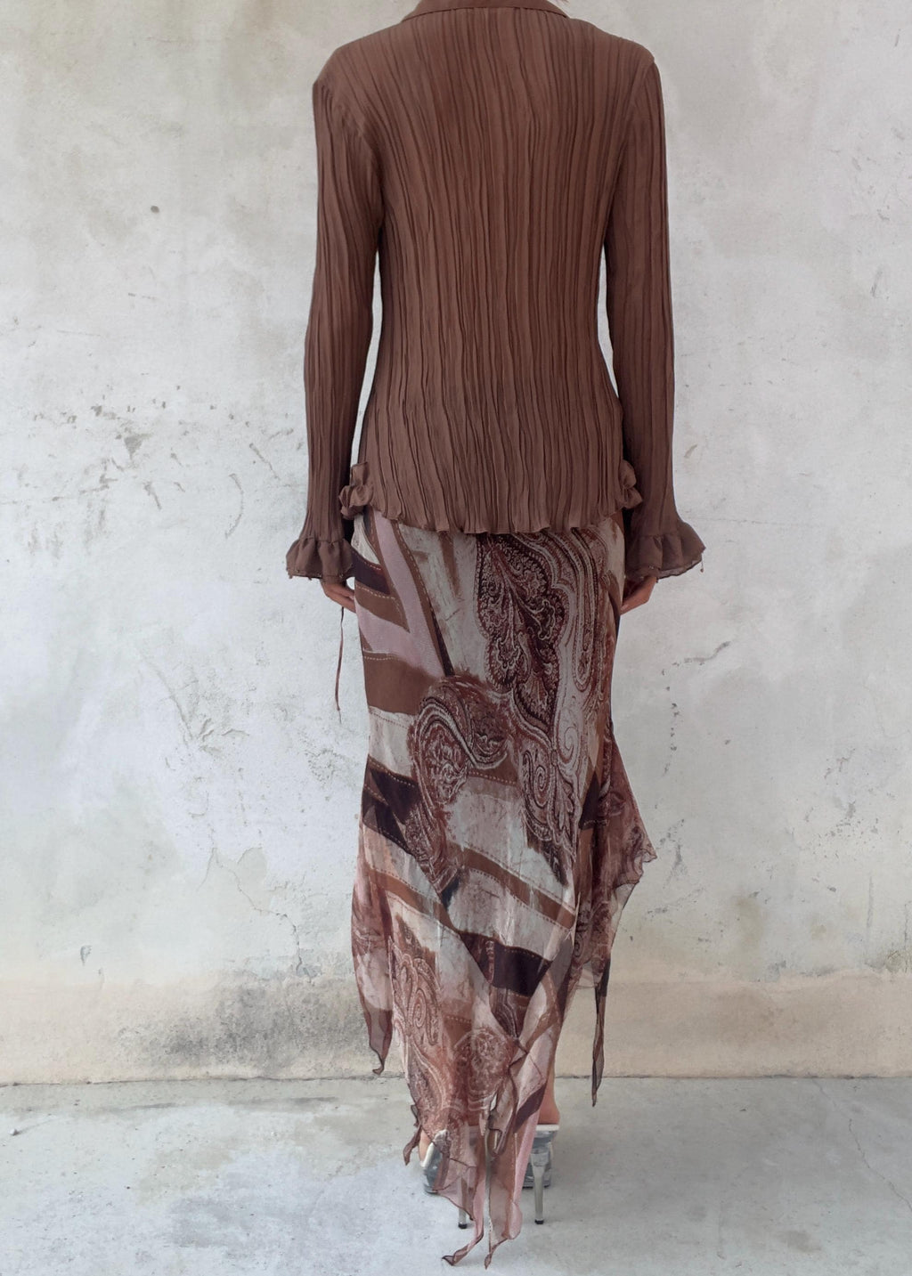 Camicia Vintage Y2K Cacao in Misto Seta