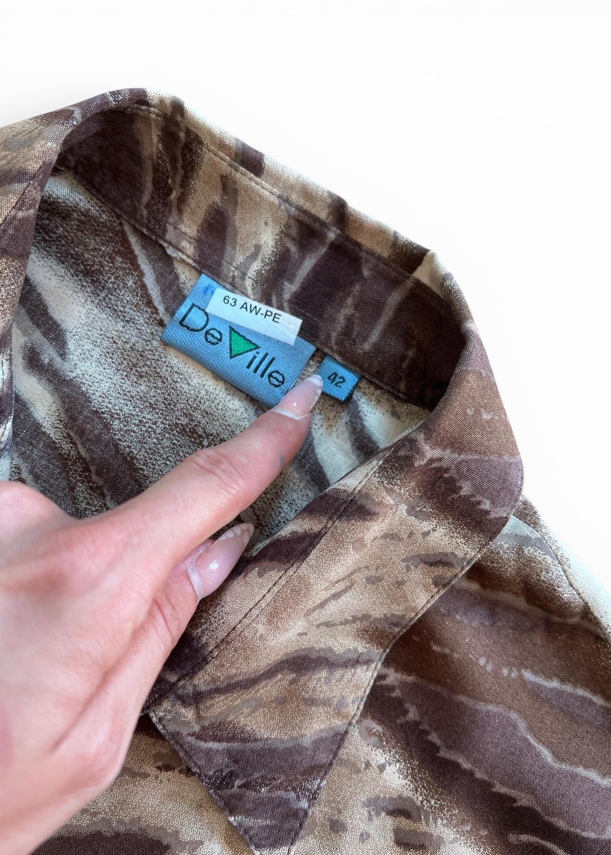 Camicia Crop Vintage Y2K Animalier Marrone
