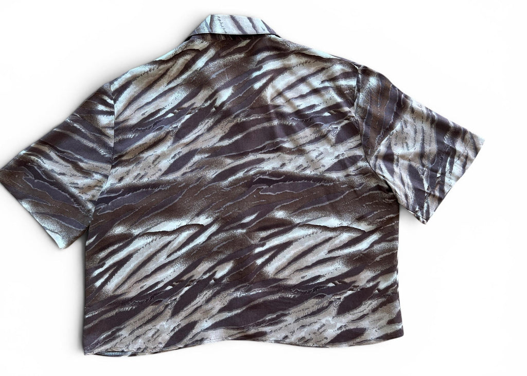 Camicia Crop Vintage Y2K Animalier Marrone