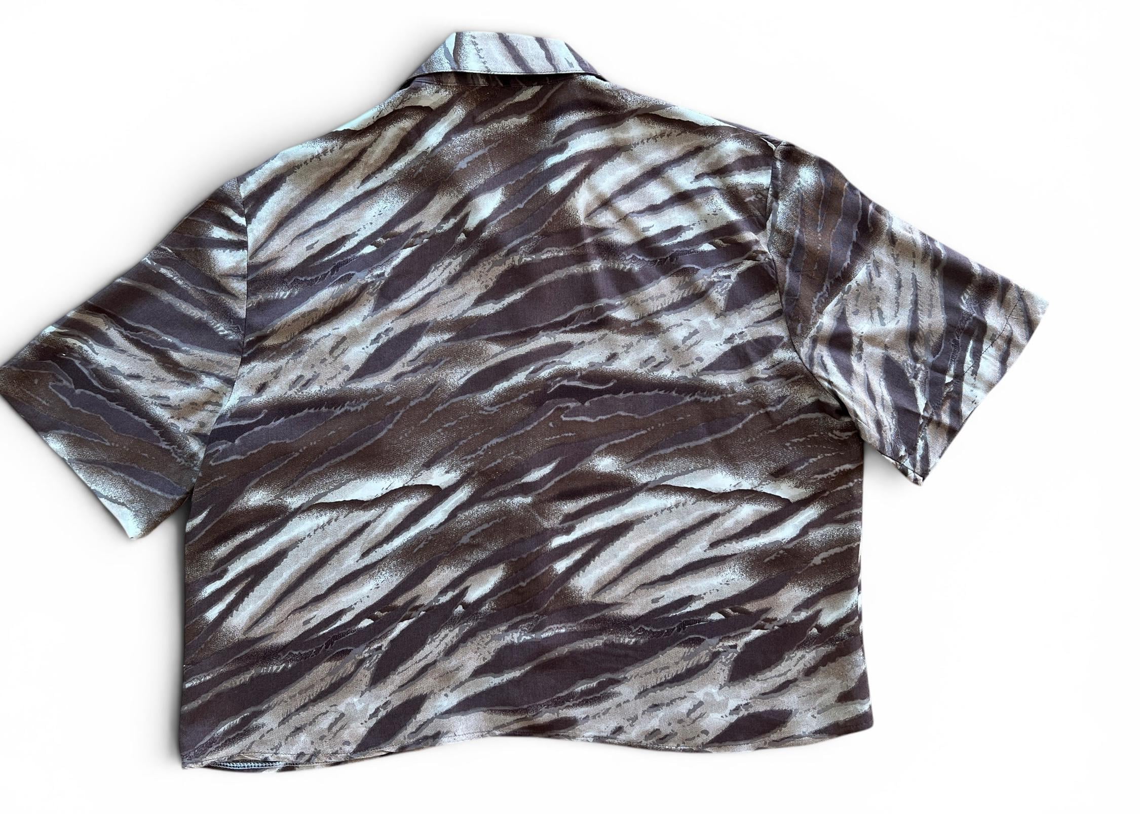Camicia Crop Vintage Y2K Animalier Marrone