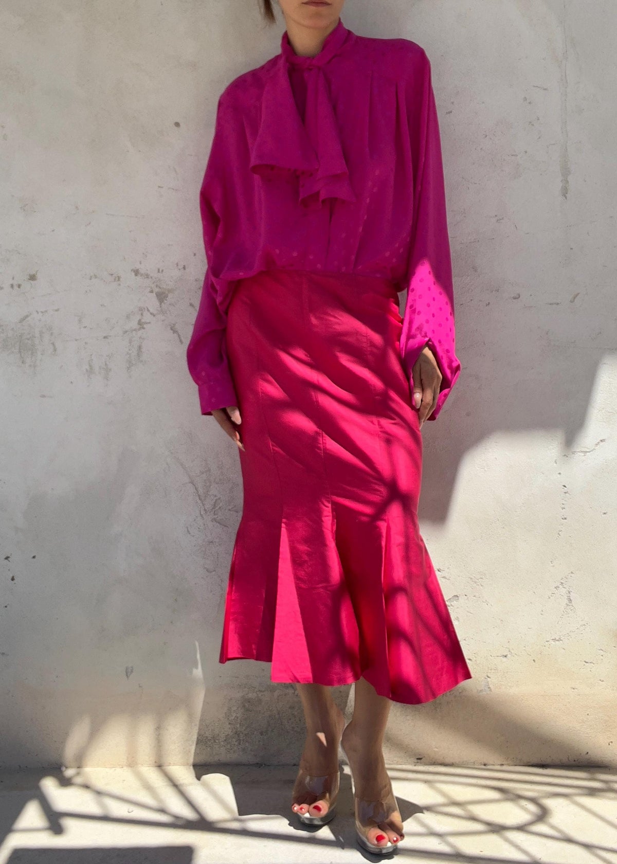 Camicia Vintage Fucsia con Fiocco