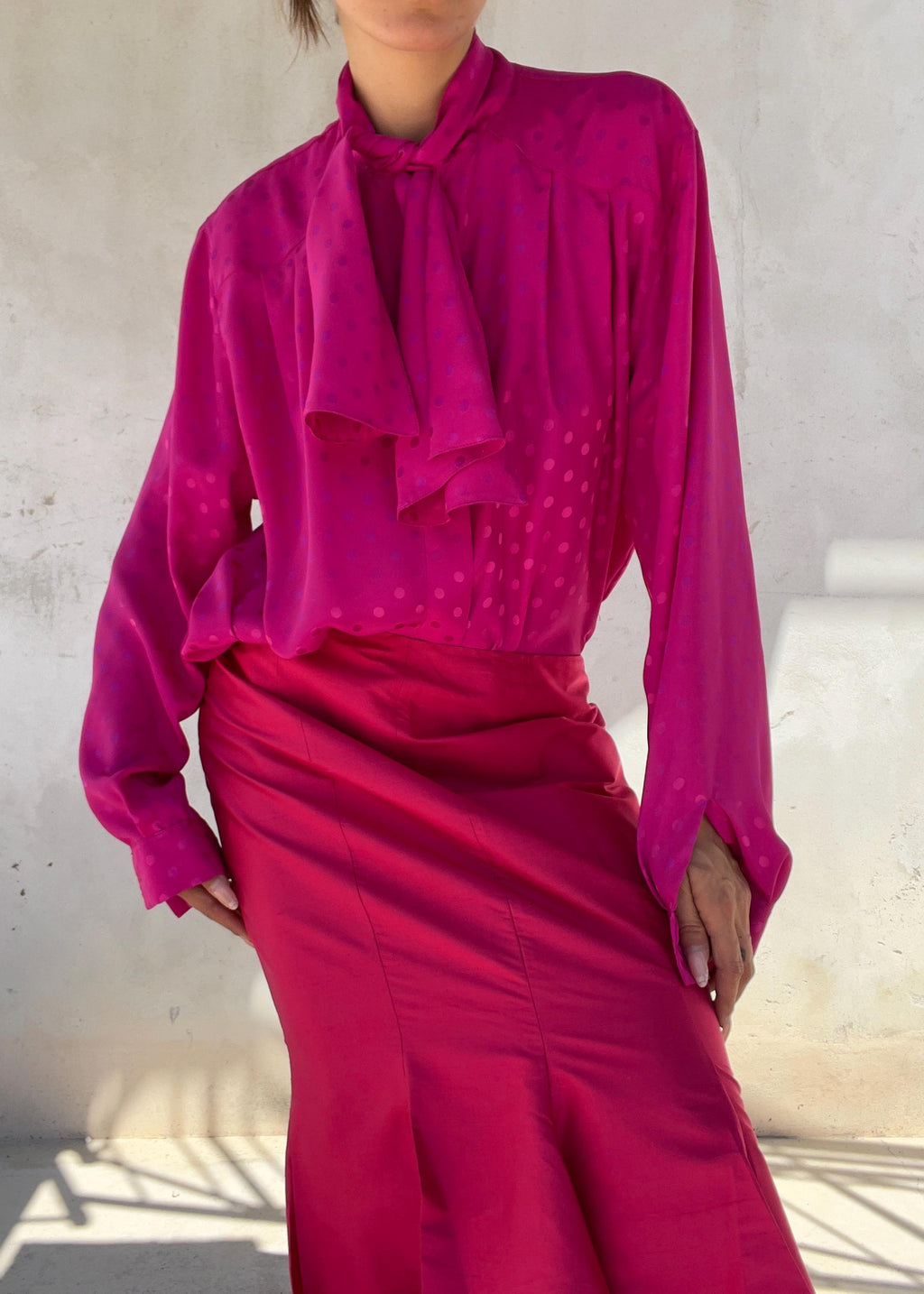 Camicia Vintage Fucsia con Fiocco