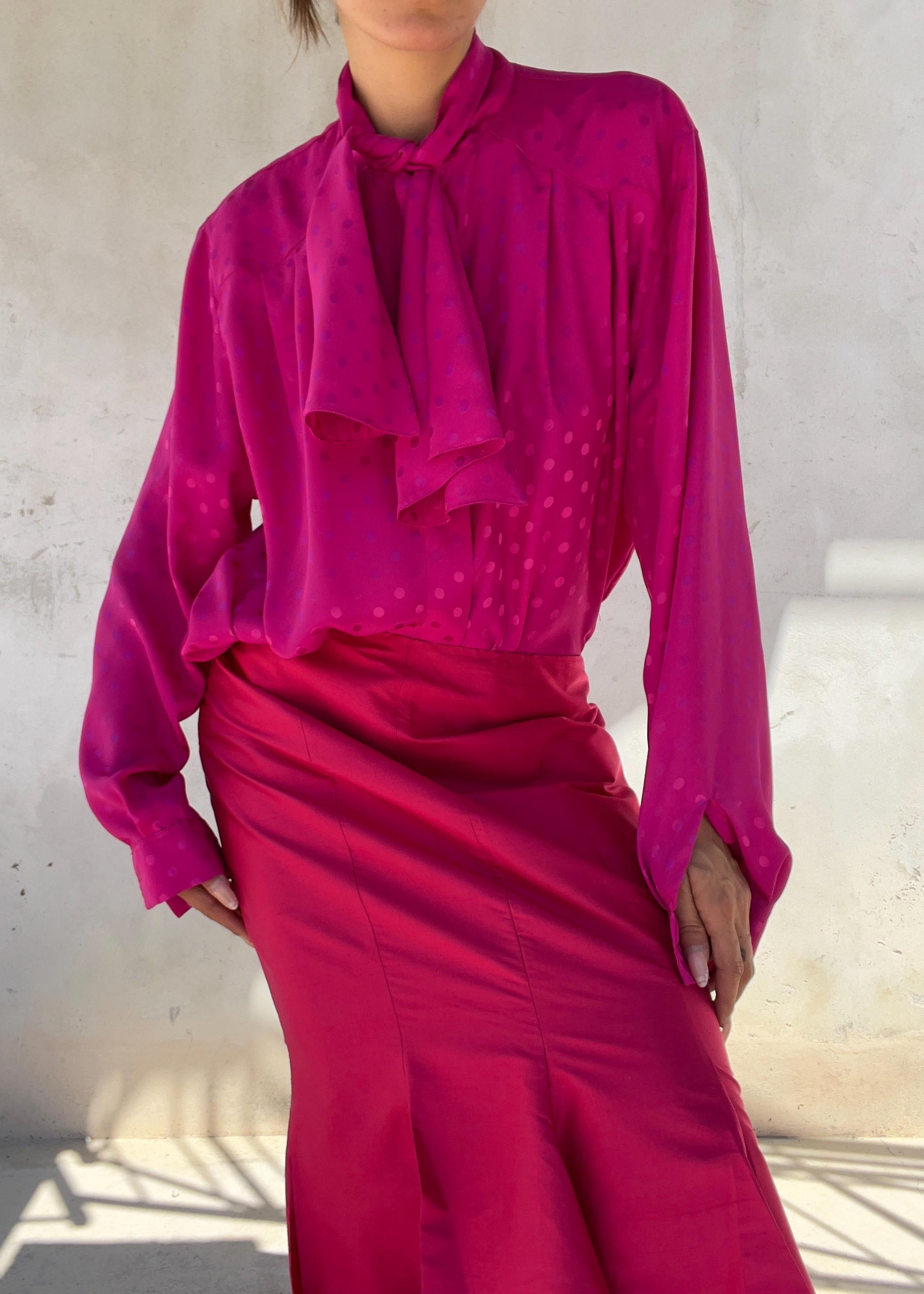 Camicia Vintage Fucsia con Fiocco