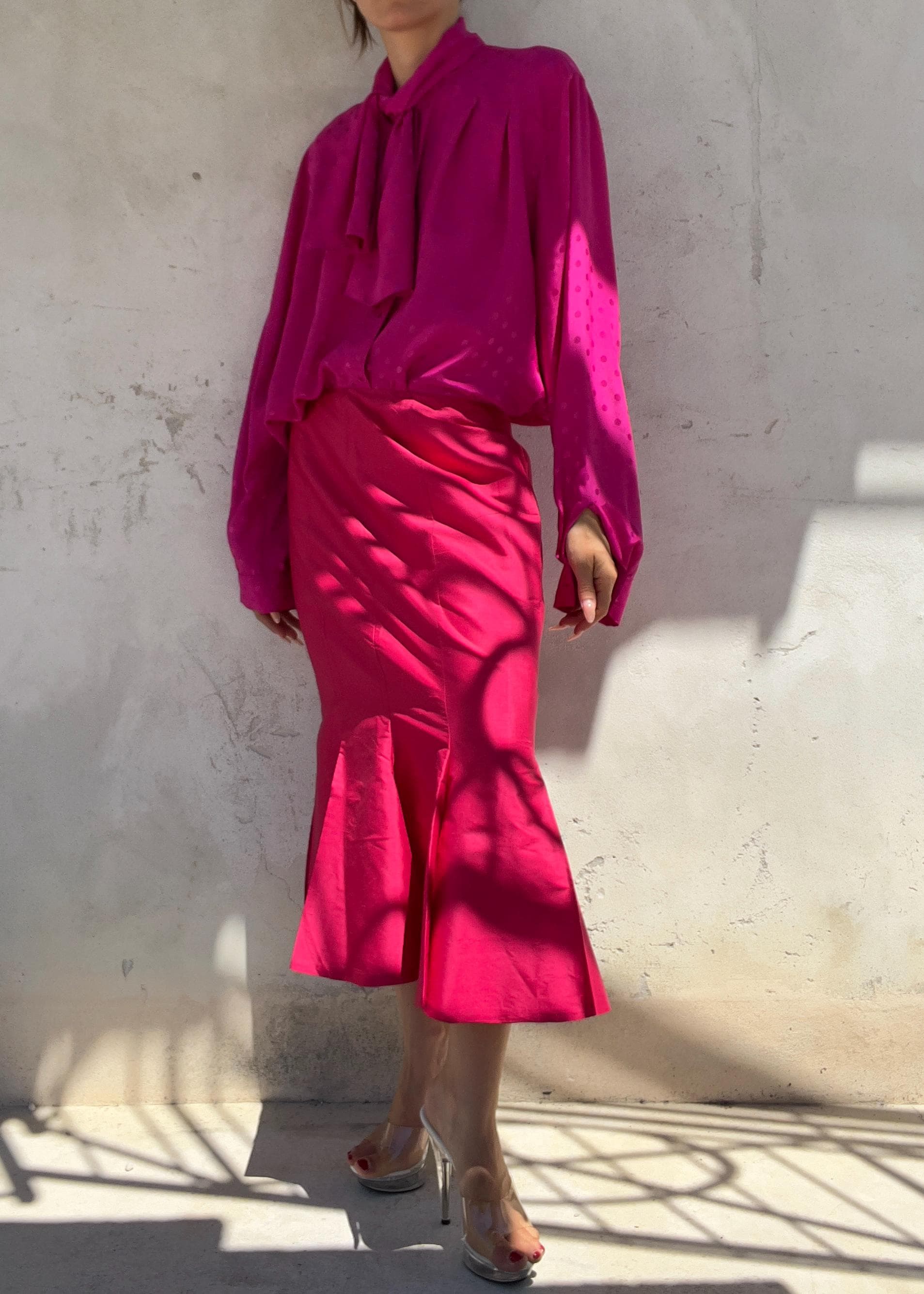 Camicia Vintage Fucsia con Fiocco