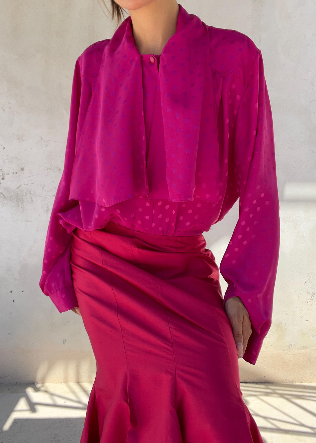 Camicia Vintage Fucsia con Fiocco