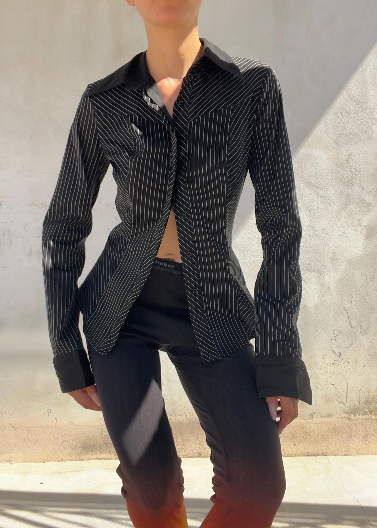 Camicia Vintage Y2K Nera Gessata
