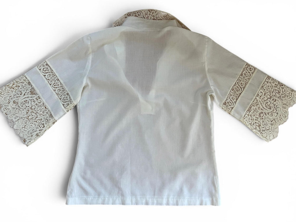 Camicia Vintage Bianca in Pizzo Macramè