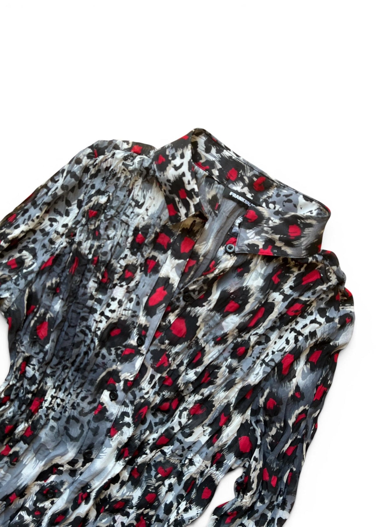 Camicia Vintage Y2K Leopardata Plissé