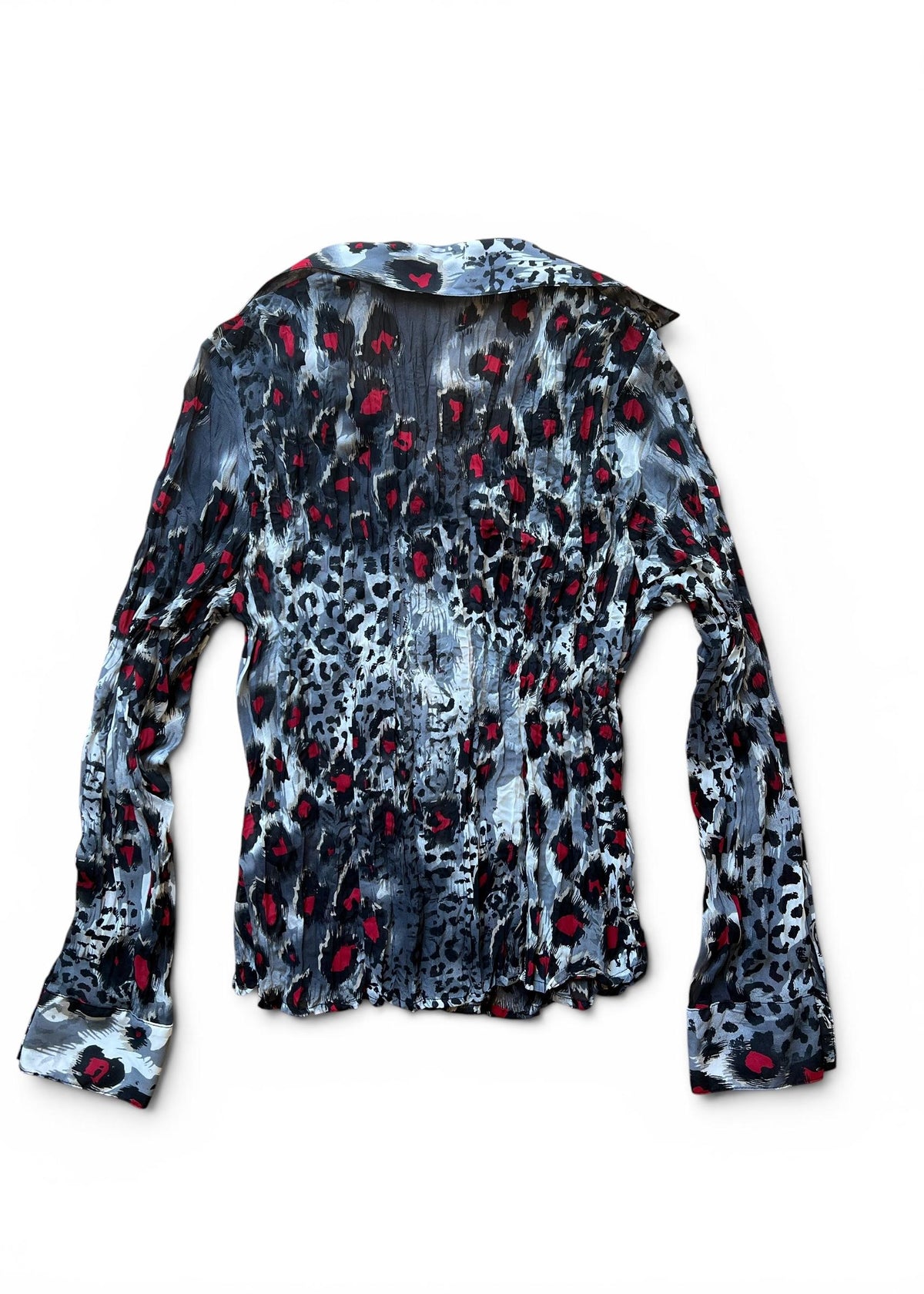 Camicia Vintage Y2K Leopardata Plissé