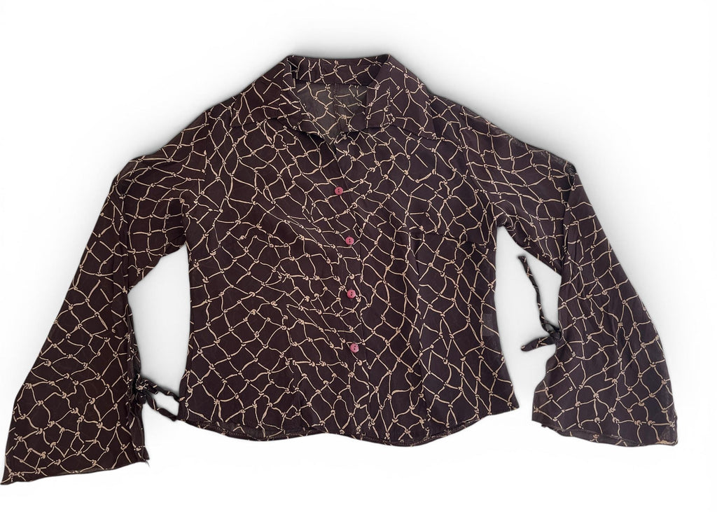 Camicia Vintage Y2K Marrone Cioccolato Semitrasparente