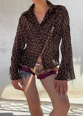 Camicia Vintage Y2K Marrone Cioccolato Semitrasparente