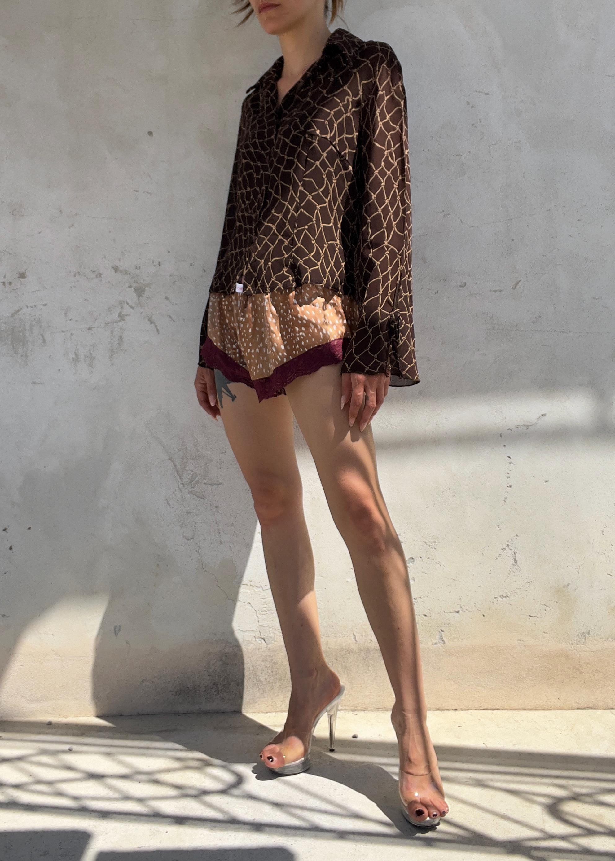 Camicia Vintage Y2K Marrone Cioccolato Semitrasparente
