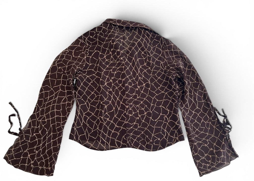 Camicia Vintage Y2K Marrone Cioccolato Semitrasparente