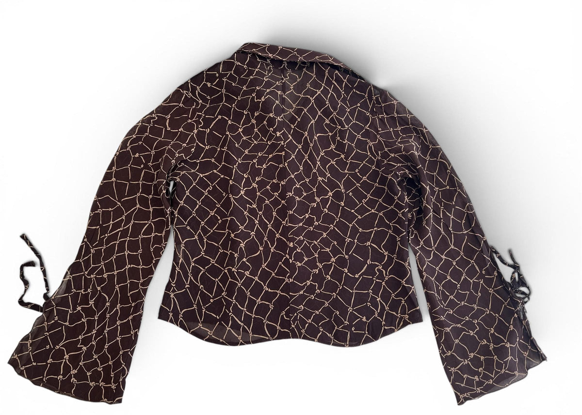 Camicia Vintage Y2K Marrone Cioccolato Semitrasparente