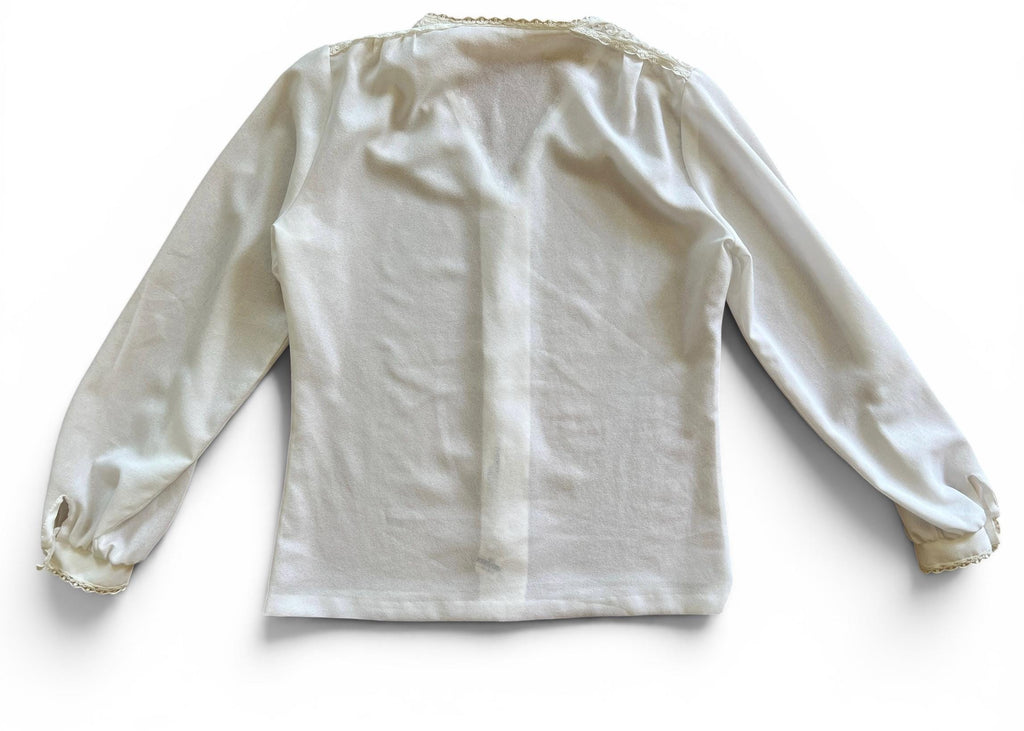 Camicia Vintage Bianca Romantica con Pizzo Floreale