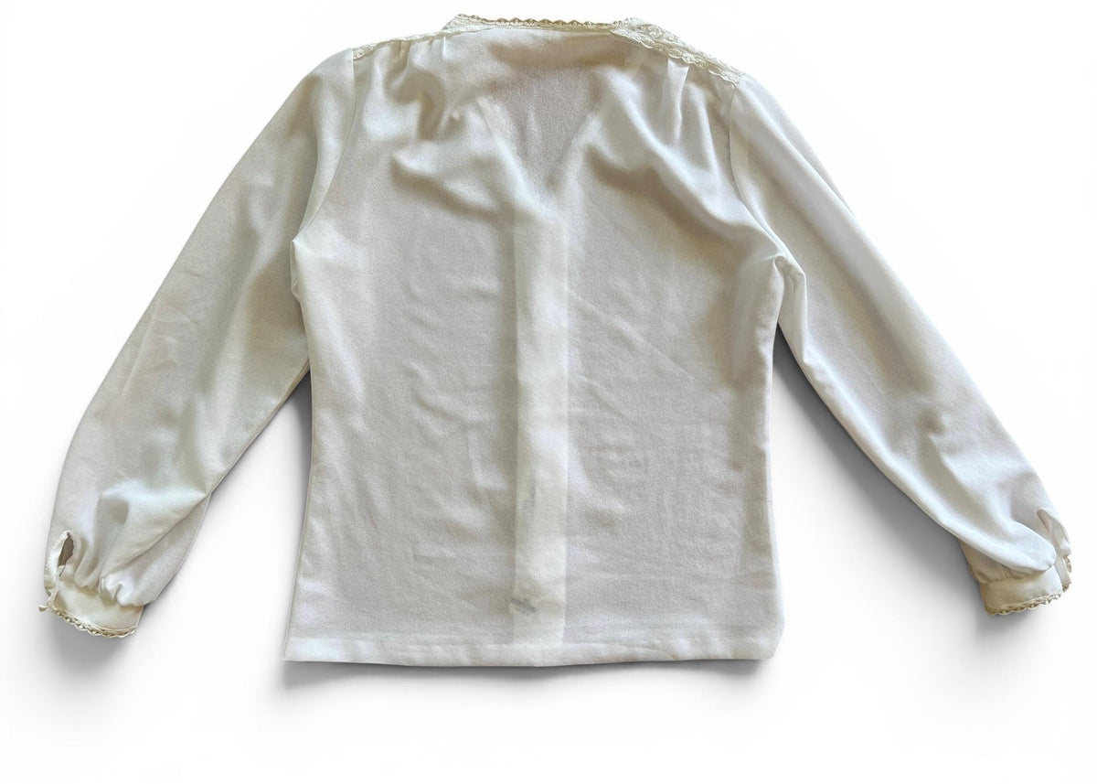 Camicia Vintage Bianca Romantica con Pizzo Floreale