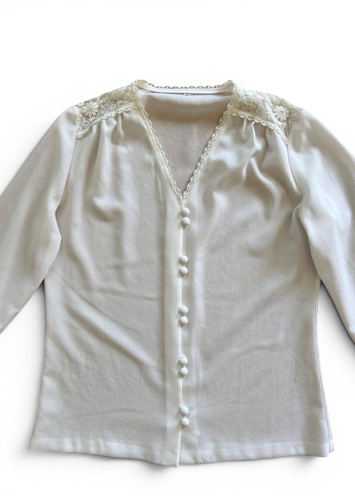 Camicia Vintage Bianca Romantica con Pizzo Floreale