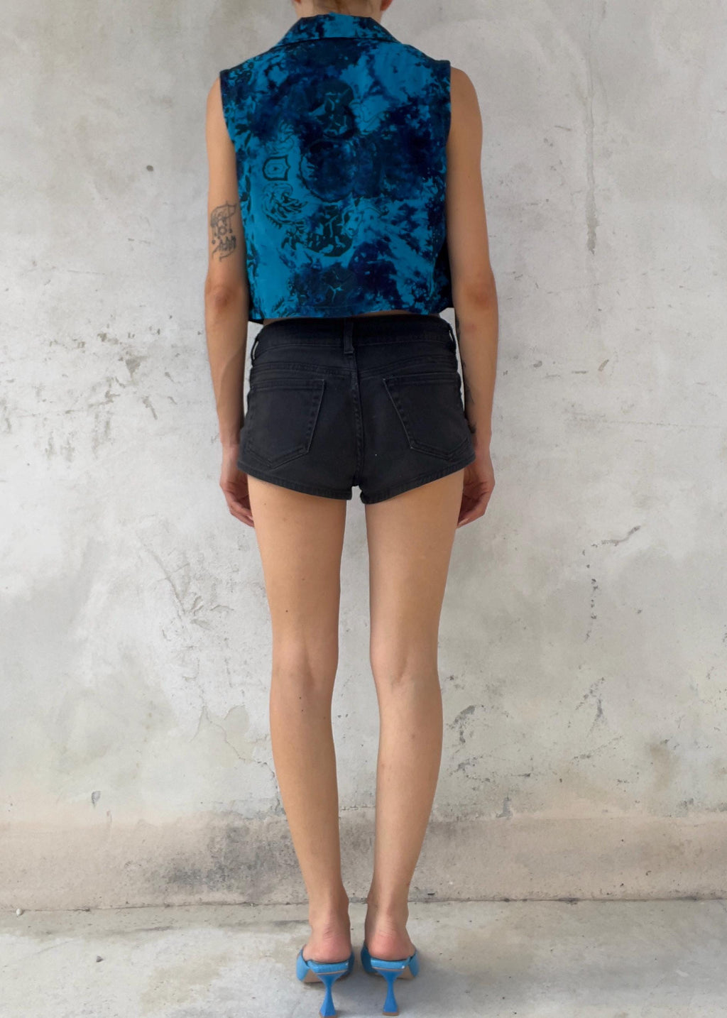 Top Vintage Anni 90 in Rayon Blu Turchese