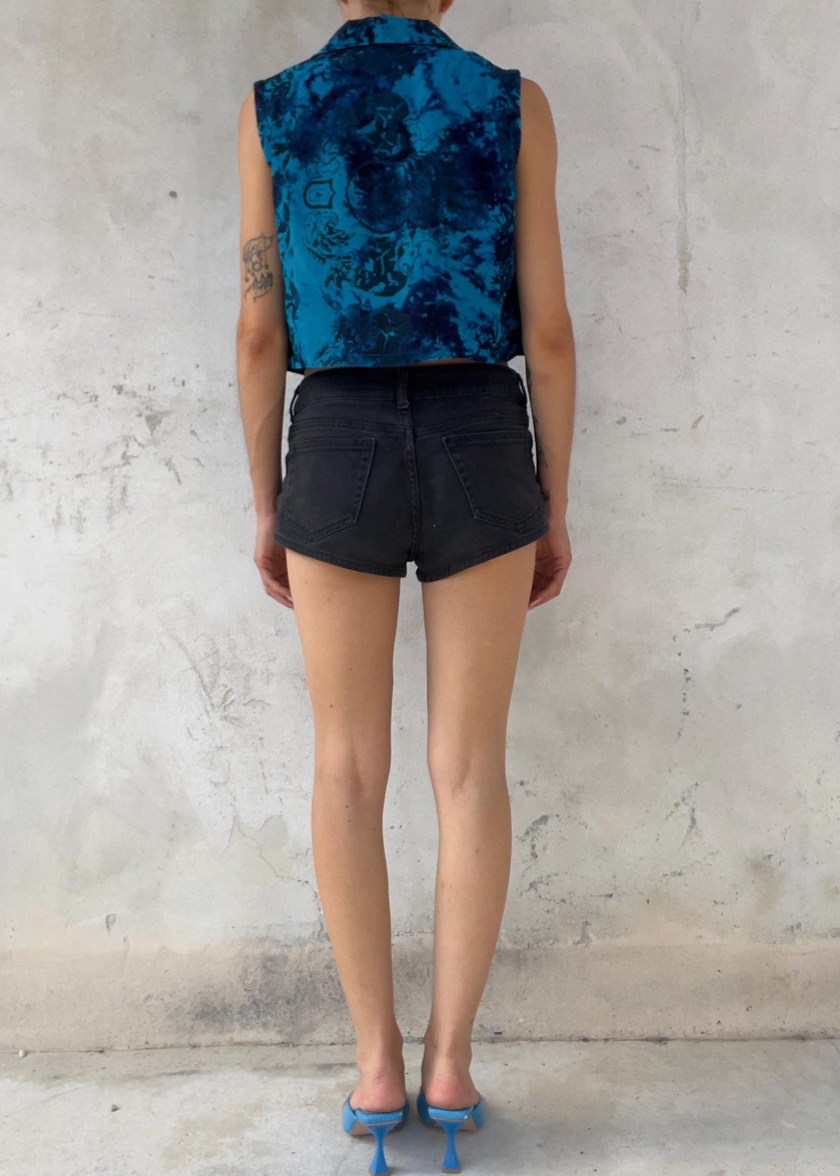 Top Vintage Anni 90 in Rayon Blu Turchese