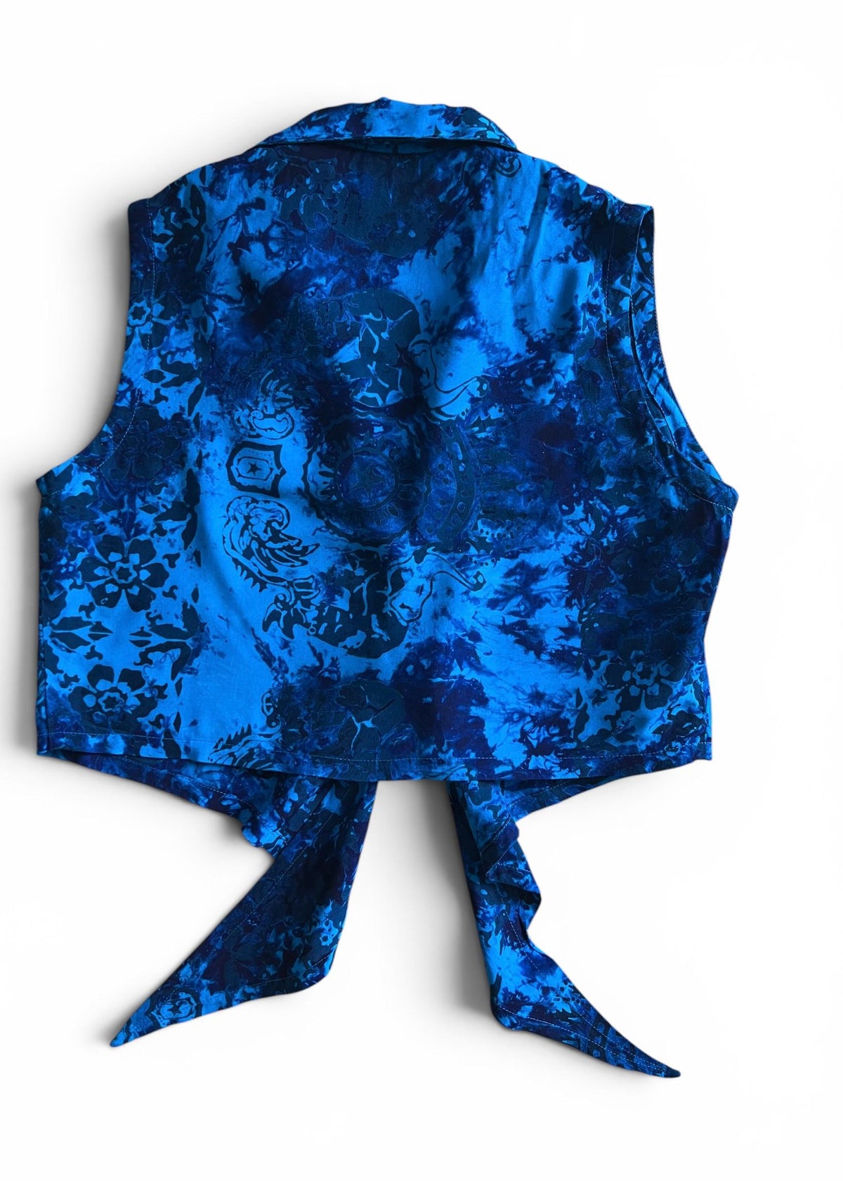 Top Vintage Anni 90 in Rayon Blu Turchese