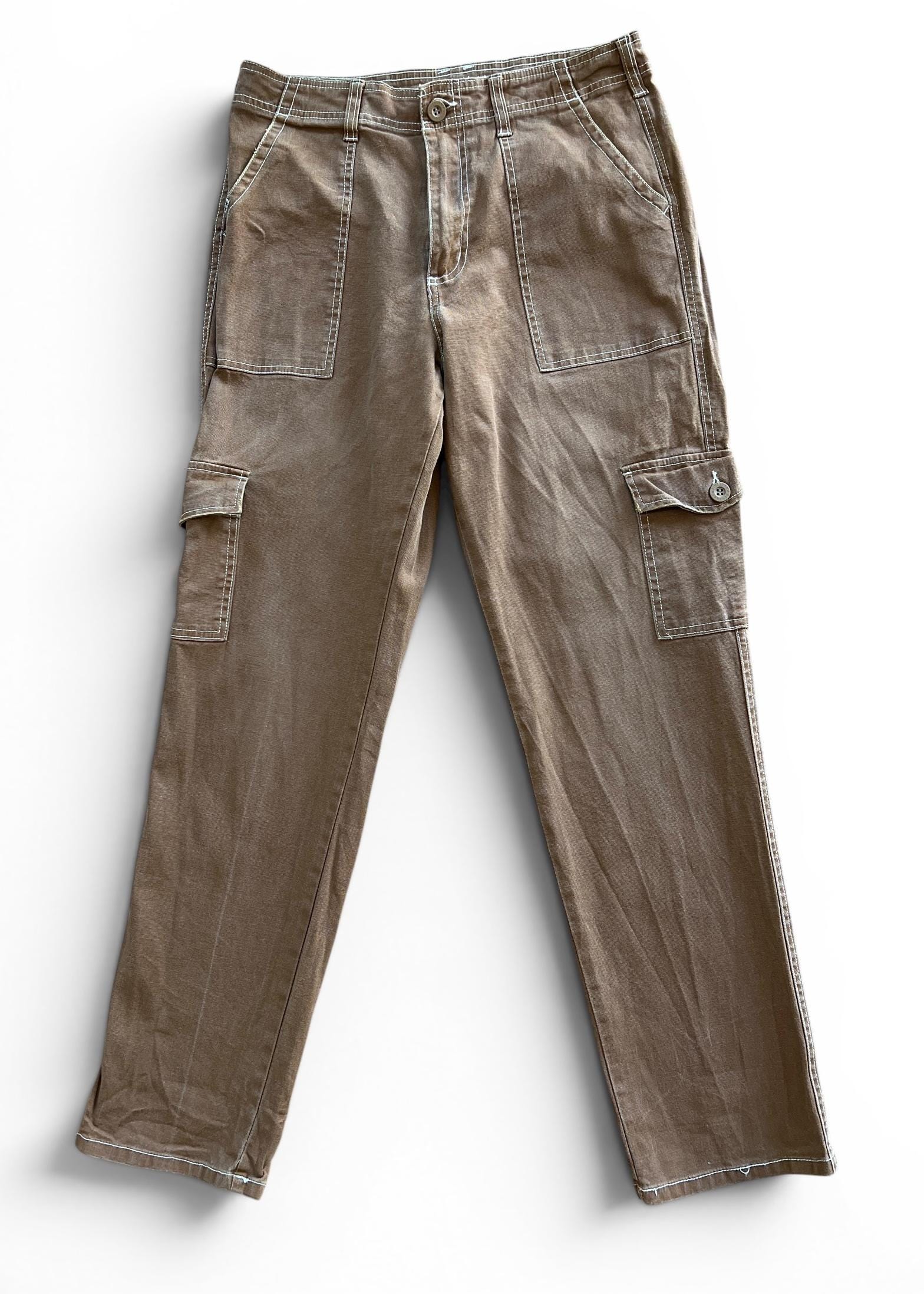 Pantaloni Cargo Vintage Y2K Marrone Caramello in Cotone