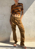 Pantaloni Cargo Vintage Y2K Marrone Caramello in Cotone