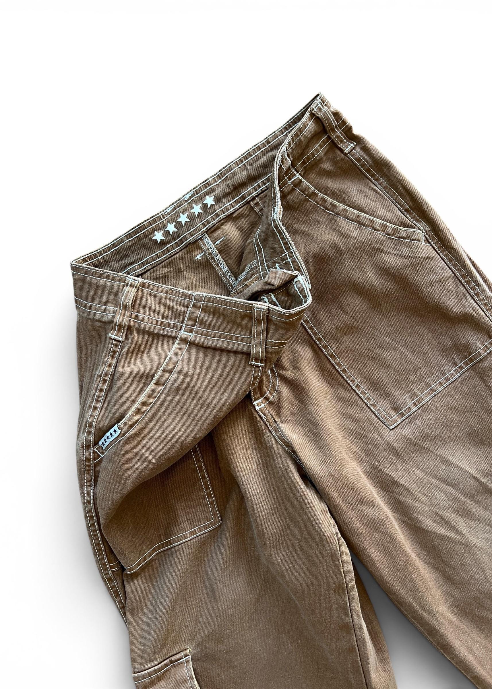 Pantaloni Cargo Vintage Y2K Marrone Caramello in Cotone
