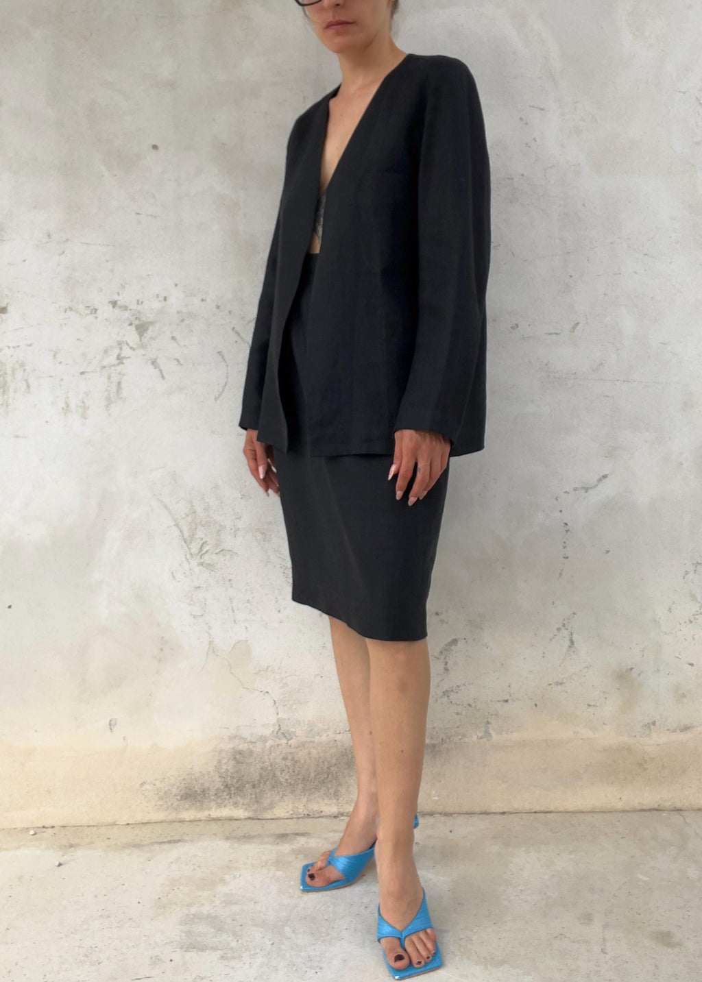 Completo Sartoriale Vintage in Lino Nero